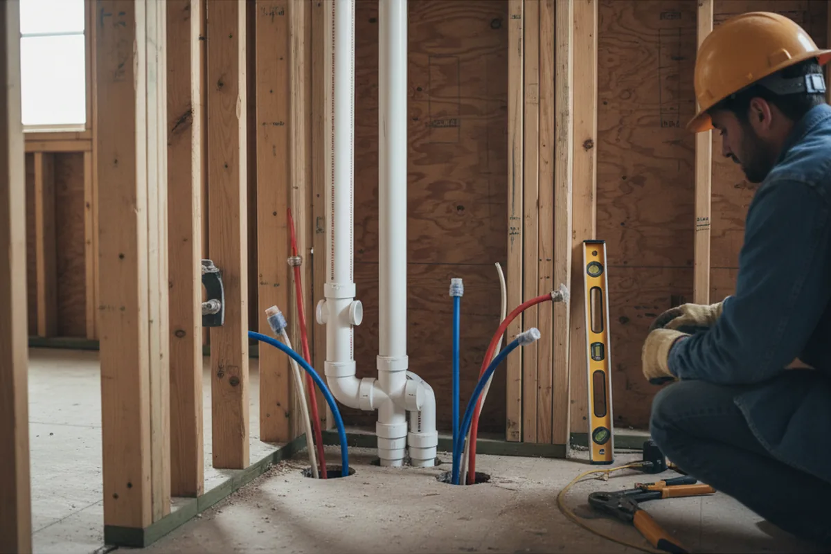 Drain and supply rough-in during Leak Detection in Groveland